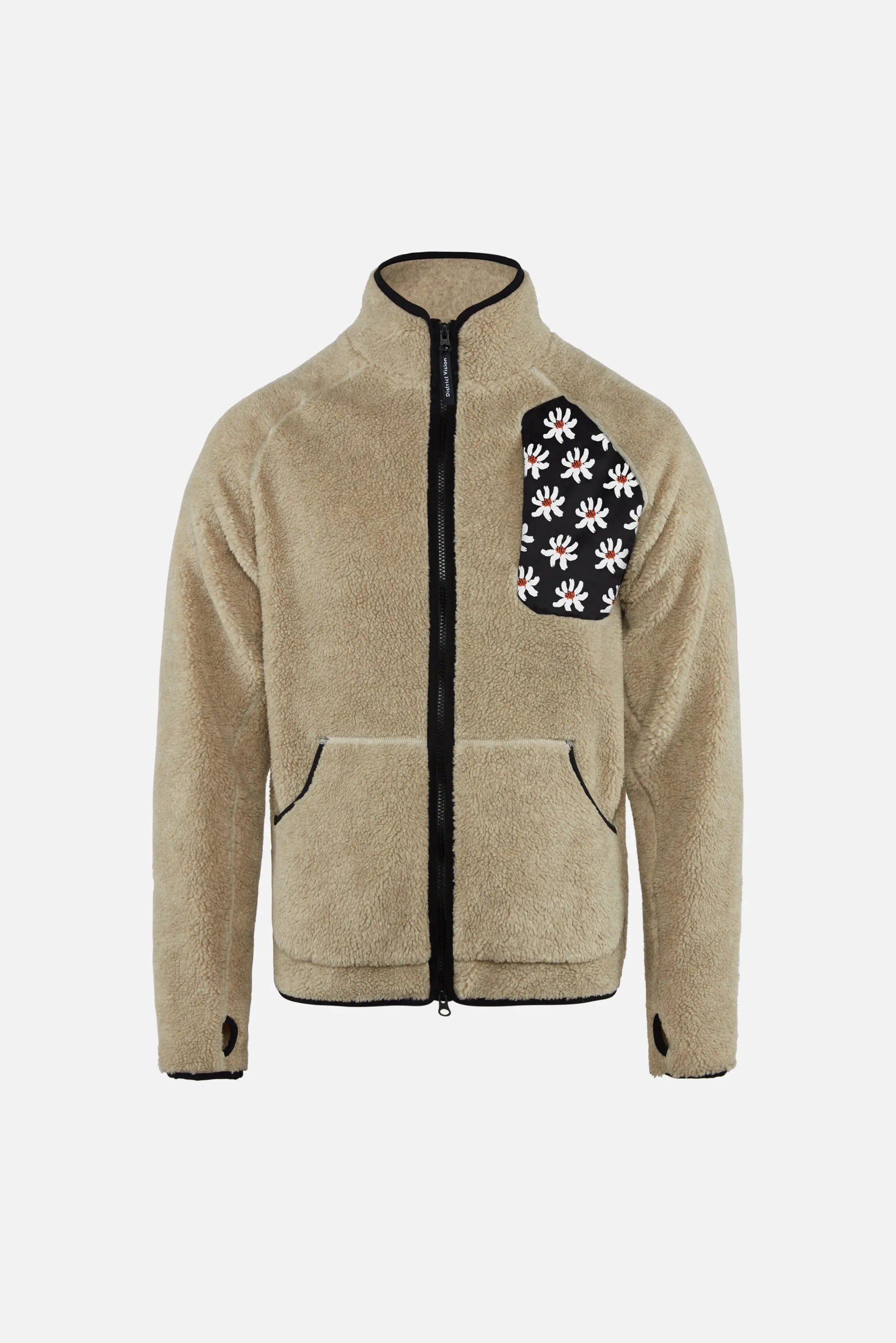 District Vision Greg Jacquard Fleece Jacket in Beige