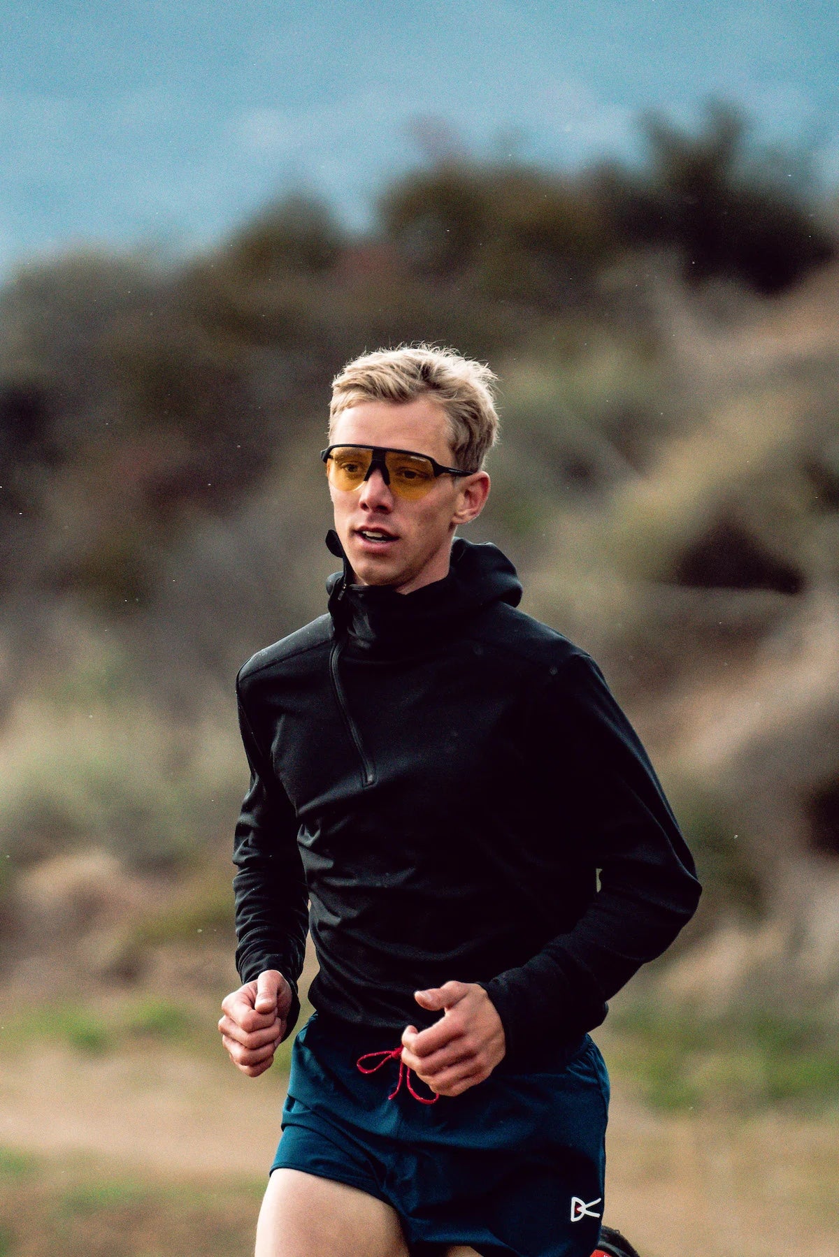 District Vision Nagata Speed Blade Sunglasses in Black/Yellow Lens